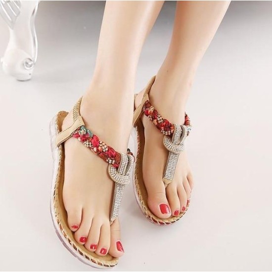 Bohemia Flat Women Sandals Sexy String Bead Beach Summer shoes Bohemia Flat Women Sandals Sexy String Bead Beach Summer shoes