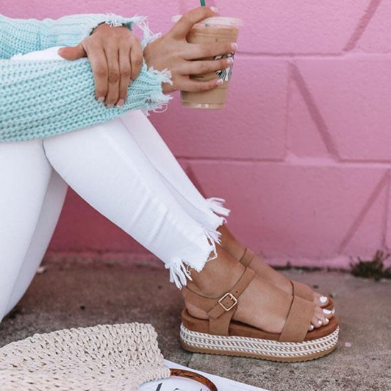 Straw Thick Bottom With Platform Sandals Straw Thick Bottom With Platform Sandals