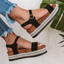 Straw Thick Bottom With Platform Sandals