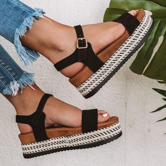Straw Thick Bottom With Platform Sandals Straw Thick Bottom With Platform Sandals