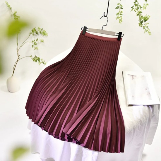 Basic Pleated Midi Long Skirt For Women Fashion Office Basic Pleated Midi Long Skirt For Women Fashion Office