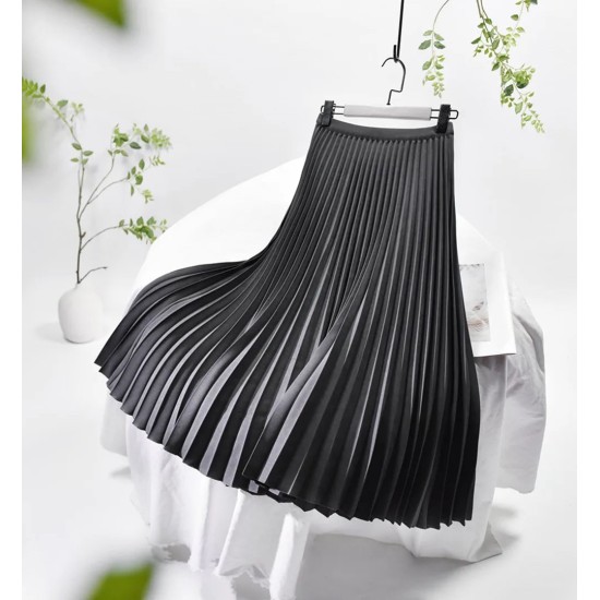 Basic Pleated Midi Long Skirt For Women Fashion Office Basic Pleated Midi Long Skirt For Women Fashion Office
