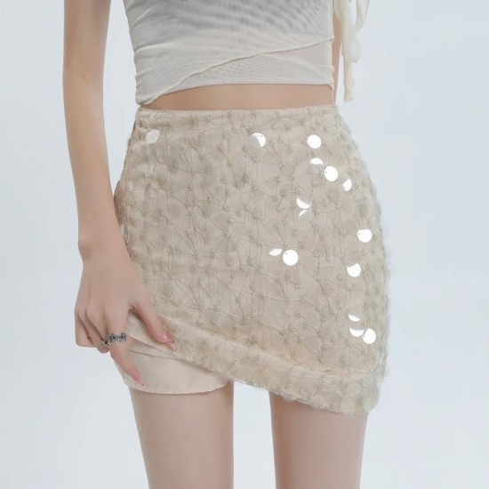 Fashion Sequined Beach Casual High Waist Slim A-line Short Skirt Fashion Sequined Beach Casual High Waist Slim A-line Short Skirt