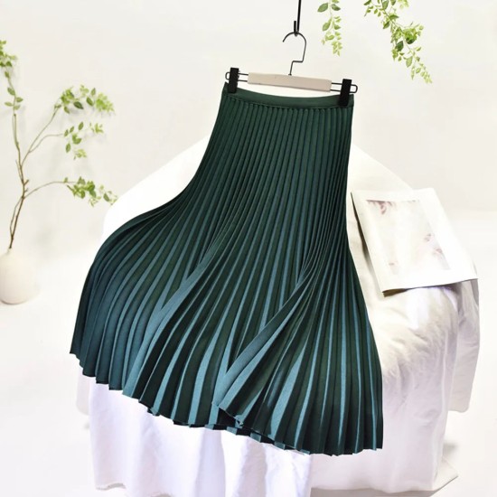 Basic Pleated Midi Long Skirt For Women Fashion Office Basic Pleated Midi Long Skirt For Women Fashion Office