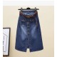 High Waist Denim Skirt Vintage One Split Wrap Hip A-line High Waist Denim Skirt Vintage One Split Wrap Hip A-line