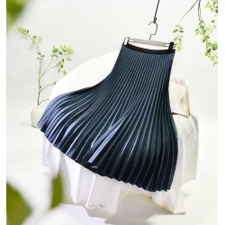 Basic Pleated Midi Long Skirt For Women Fashion Office