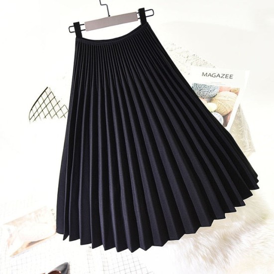 Elegant Pleated Skirt High Waist White Long Skirt Elegant Pleated Skirt High Waist White Long Skirt