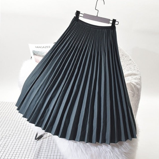 Elegant Pleated Skirt High Waist White Long Skirt Elegant Pleated Skirt High Waist White Long Skirt