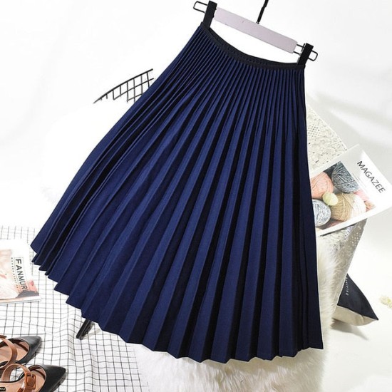 Elegant Pleated Skirt High Waist White Long Skirt Elegant Pleated Skirt High Waist White Long Skirt