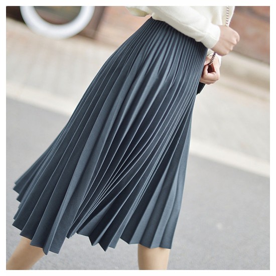 Elegant Pleated Skirt High Waist White Long Skirt Elegant Pleated Skirt High Waist White Long Skirt