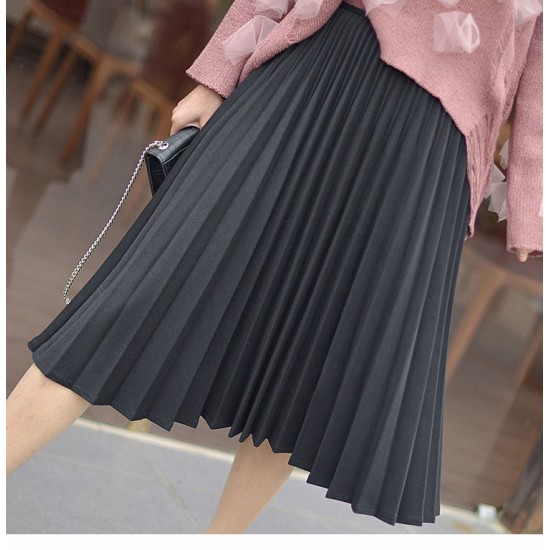 Elegant Pleated Skirt High Waist White Long Skirt Elegant Pleated Skirt High Waist White Long Skirt