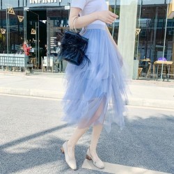 Fashion Elastic High Waist Pleated Long Midi Skirt