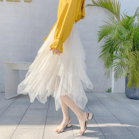 Fashion Elastic High Waist Pleated Long Midi Skirt Fashion Elastic High Waist Pleated Long Midi Skirt