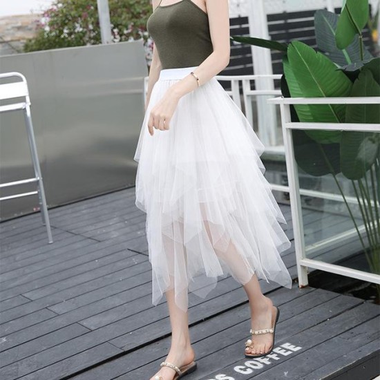 Fashion Elastic High Waist Pleated Long Midi Skirt Fashion Elastic High Waist Pleated Long Midi Skirt