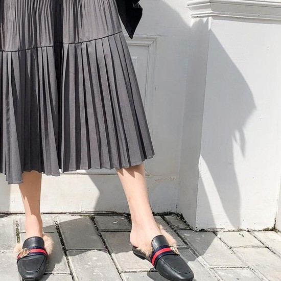 Elegant Solid Color Vintage High Waist Pleated Chic Skirt Elegant Solid Color Vintage High Waist Pleated Chic Skirt