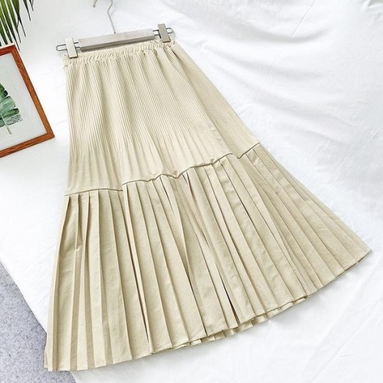 Elegant Solid Color Vintage High Waist Pleated Chic Skirt Elegant Solid Color Vintage High Waist Pleated Chic Skirt