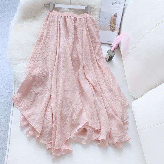 Elegant Solid Color Pleated Midi Skirt Elegant Solid Color Pleated Midi Skirt