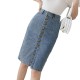 Denim Sheath Wrap Single-Breasted High Waist Pencil Midi Skirt Denim Sheath Wrap Single-Breasted High Waist Pencil Midi Skirt