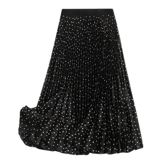 Fashion Boho Elastic Waist Pleated Vintage Solid Slim Casual Long Skirt Fashion Boho Elastic Waist Pleated Vintage Solid Slim Casual Long Skirt