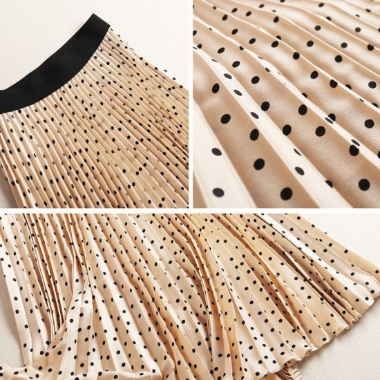 Fashion Boho Elastic Waist Pleated Vintage Solid Slim Casual Long Skirt Fashion Boho Elastic Waist Pleated Vintage Solid Slim Casual Long Skirt