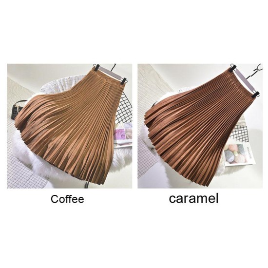 Elegant Suede Pleated Midi Skirt Elegant Suede Pleated Midi Skirt