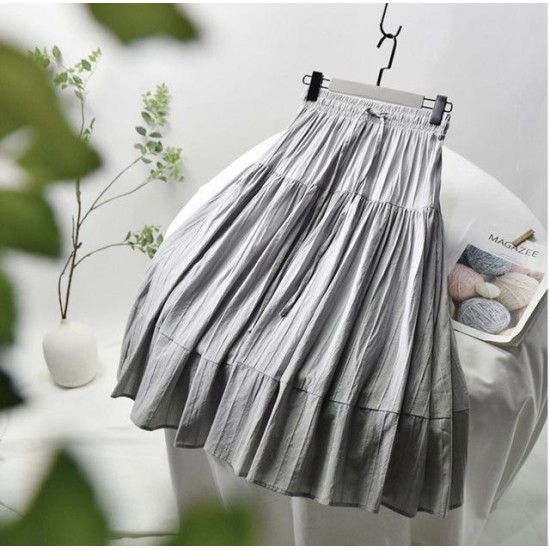 Elegant Vertical Stripes Lace-up A-Line Midi Skirt Elegant Vertical Stripes Lace-up A-Line Midi Skirt