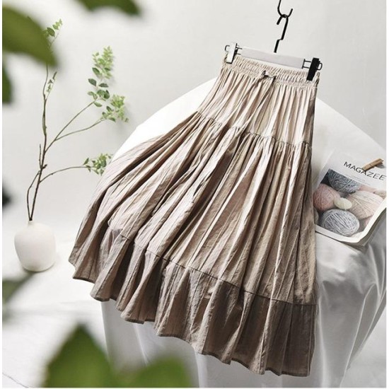 Elegant Vertical Stripes Lace-up A-Line Midi Skirt Elegant Vertical Stripes Lace-up A-Line Midi Skirt