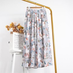 Elegant Chiffon Pleated High Waist Maxi Skirt