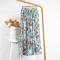 Elegant Chiffon Pleated High Waist Maxi Skirt