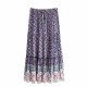 Elastic waist maxi skirt loose casual vintage beige floral print Elastic waist maxi skirt loose casual vintage beige floral print