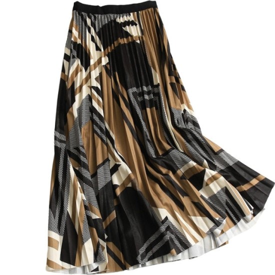 Fashion Midi Long Pleated Skirt Women Style Mid-Length Fashion Midi Long Pleated Skirt Women Style Mid-Length