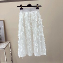 Fashion Tassels Skirts Thin A-line Feathers Empire Solid