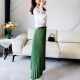 Fashion Diamond Beaded Satin Midi Long Pleated Skirt Women Style High Waist Fashion Diamond Beaded Satin Midi Long Pleated Skirt Women Style High Waist