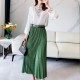 Fashion Diamond Beaded Satin Midi Long Pleated Skirt Women Style High Waist Fashion Diamond Beaded Satin Midi Long Pleated Skirt Women Style High Waist