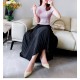 Fashion Diamond Beaded Satin Midi Long Pleated Skirt Women Style High Waist Fashion Diamond Beaded Satin Midi Long Pleated Skirt Women Style High Waist