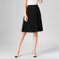 High Waist Pleated Solid Color Chiffon Vintage Skirt