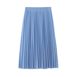 Fashion High Waist Pleated Solid Color Half Length Elastic Skirt