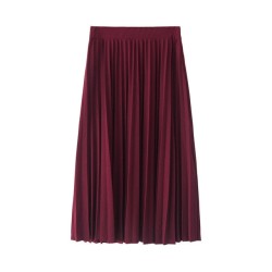 Fashion High Waist Pleated Solid Color Half Length Elastic Skirt