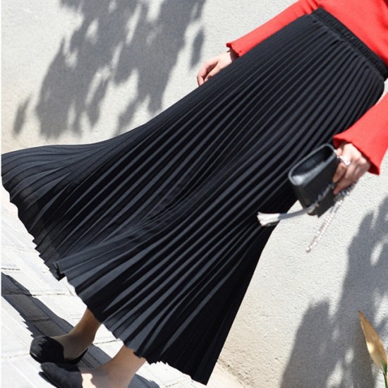 Casual Chiffon Flared High Waist Long Skirts Casual Chiffon Flared High Waist Long Skirts