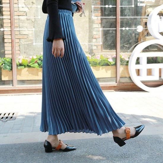 Casual Chiffon Flared High Waist Long Skirts Casual Chiffon Flared High Waist Long Skirts