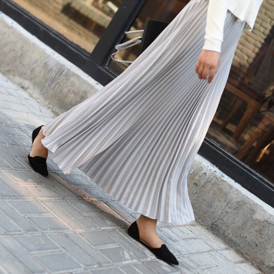Casual Chiffon Flared High Waist Long Skirts Casual Chiffon Flared High Waist Long Skirts