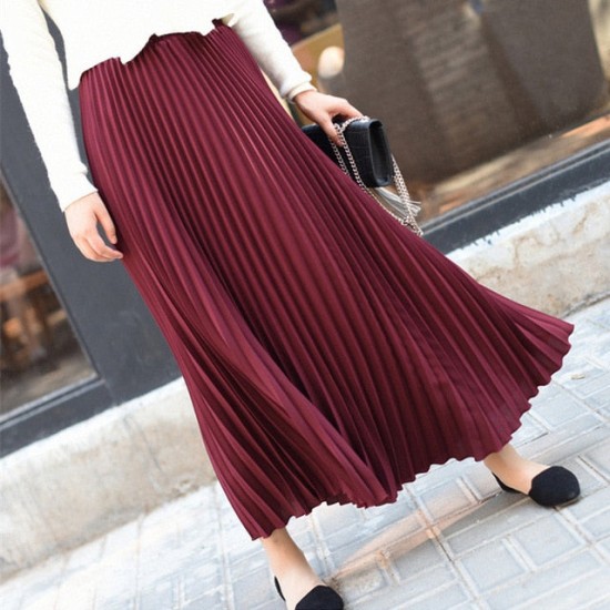 Casual Chiffon Flared High Waist Long Skirts Casual Chiffon Flared High Waist Long Skirts