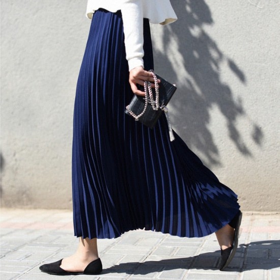 Casual Chiffon Flared High Waist Long Skirts Casual Chiffon Flared High Waist Long Skirts