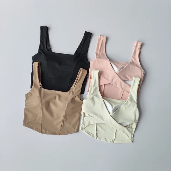 One-piece Cup Cross Back Sports Bra Tank Top One-piece Cup Cross Back Sports Bra Tank Top