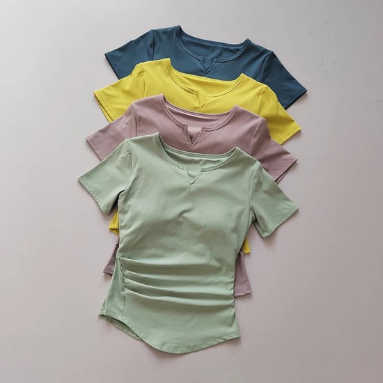 V-neck Yoga Suit Short Sleeve Women's Gym Fitness Top V-neck Yoga Suit Short Sleeve Women's Gym Fitness Top