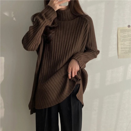 Turtleneck Women Colors Pullover Casual Loose Knit Long Sweaters Turtleneck Women Colors Pullover Casual Loose Knit Long Sweaters