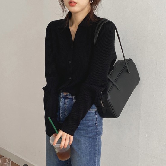 Casual Sweater V Neck Button Up Cardigan Loose Vintage Knitted Casual Sweater V Neck Button Up Cardigan Loose Vintage Knitted