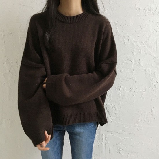 Chic Pullover Sweater Women Loose Lazy Oversize Knitted Tops Streetwear Chic Pullover Sweater Women Loose Lazy Oversize Knitted Tops Streetwear