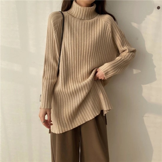 Turtleneck Women Colors Pullover Casual Loose Knit Long Sweaters Turtleneck Women Colors Pullover Casual Loose Knit Long Sweaters