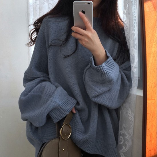 Chic Pullover Sweater Women Loose Lazy Oversize Knitted Tops Streetwear Chic Pullover Sweater Women Loose Lazy Oversize Knitted Tops Streetwear